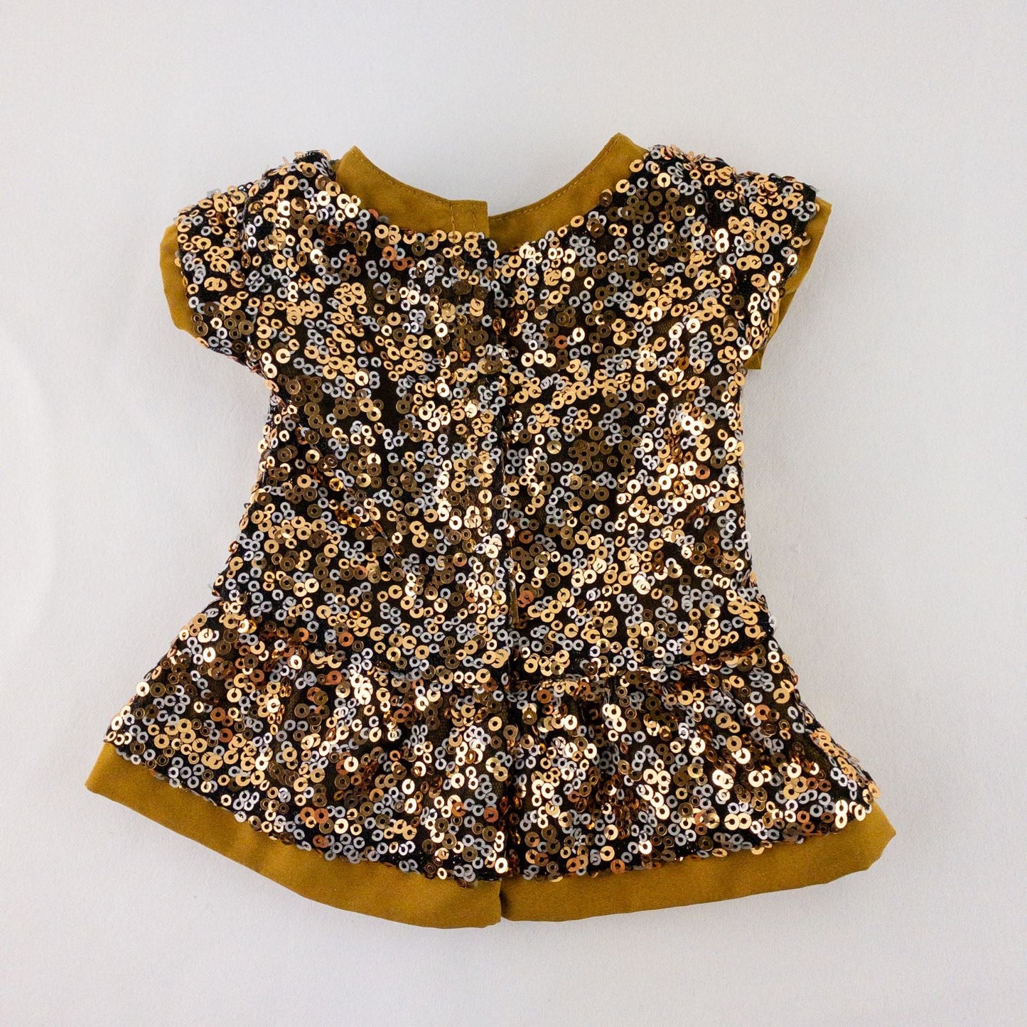 American Girl sparkly gold sequin peplum party top with matching black velvet headband for doll image 5