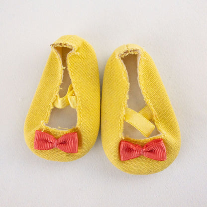 American Girl Kit doll outfit set with yellow floral dress, coral knit cardigan with flower buttons, and yellow shoes with coral bows image 10