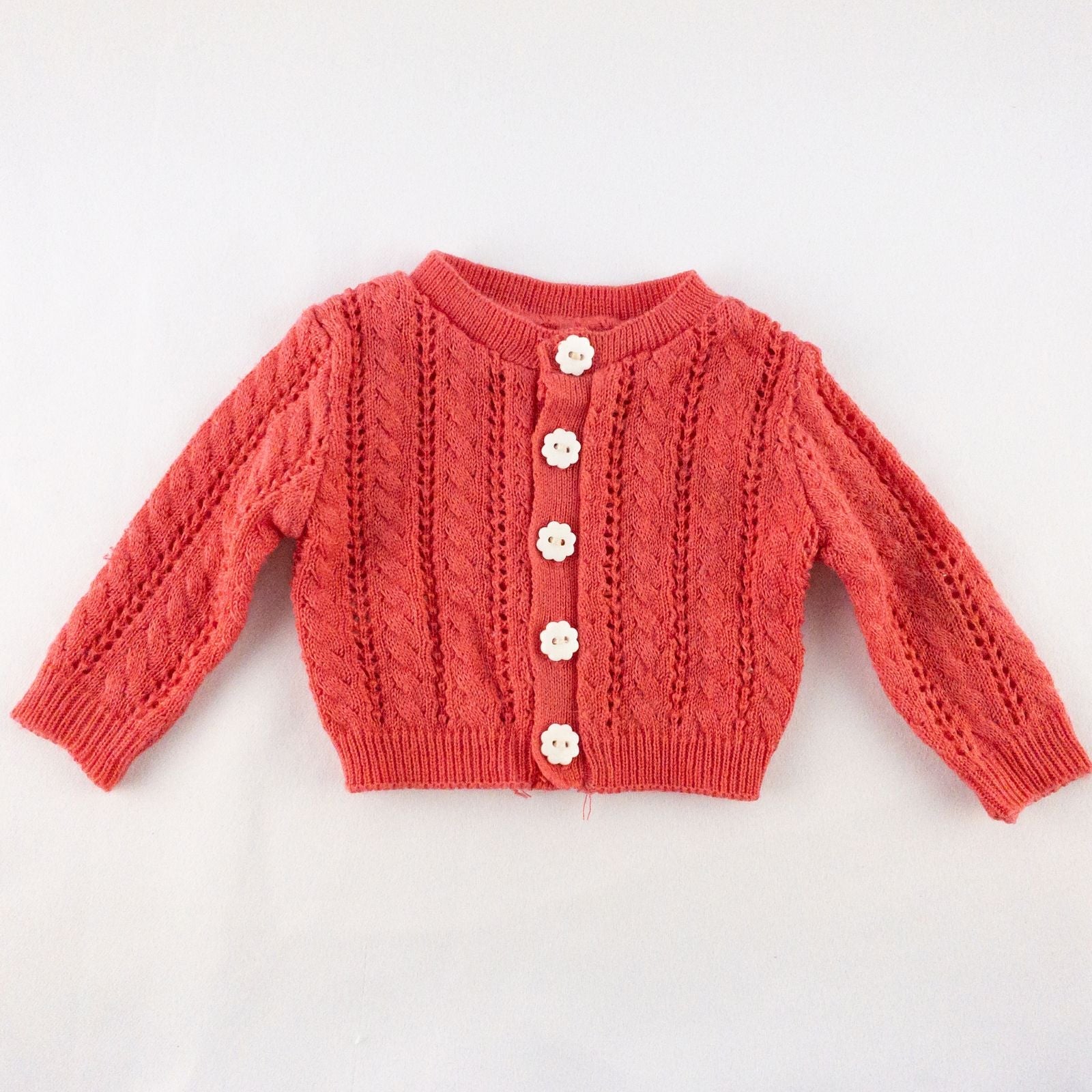 American Girl Kit doll outfit set with yellow floral dress, coral knit cardigan with flower buttons, and yellow shoes with coral bows image 7