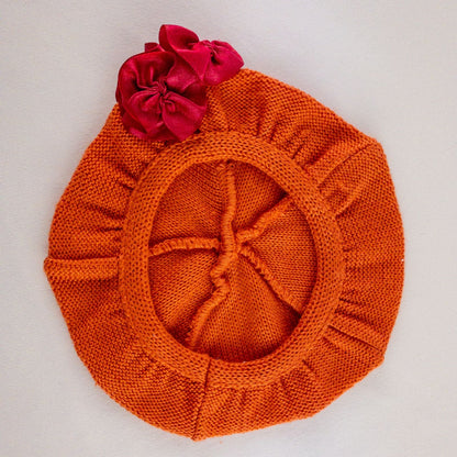 American Girl Bitty Baby pink & orange plaid top and matching orange knit hat doll outfit image 11