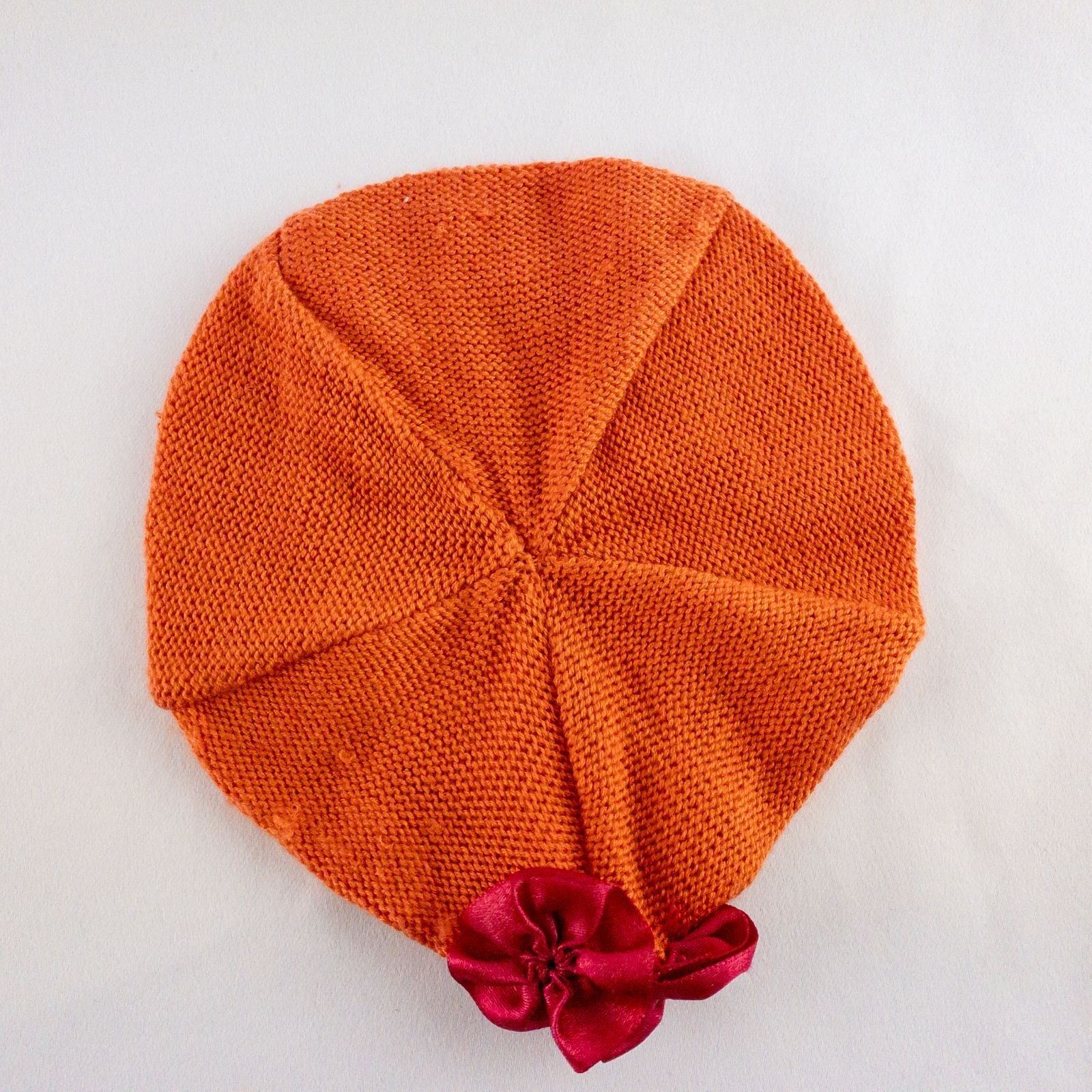 American Girl Bitty Baby pink & orange plaid top and matching orange knit hat doll outfit image 9