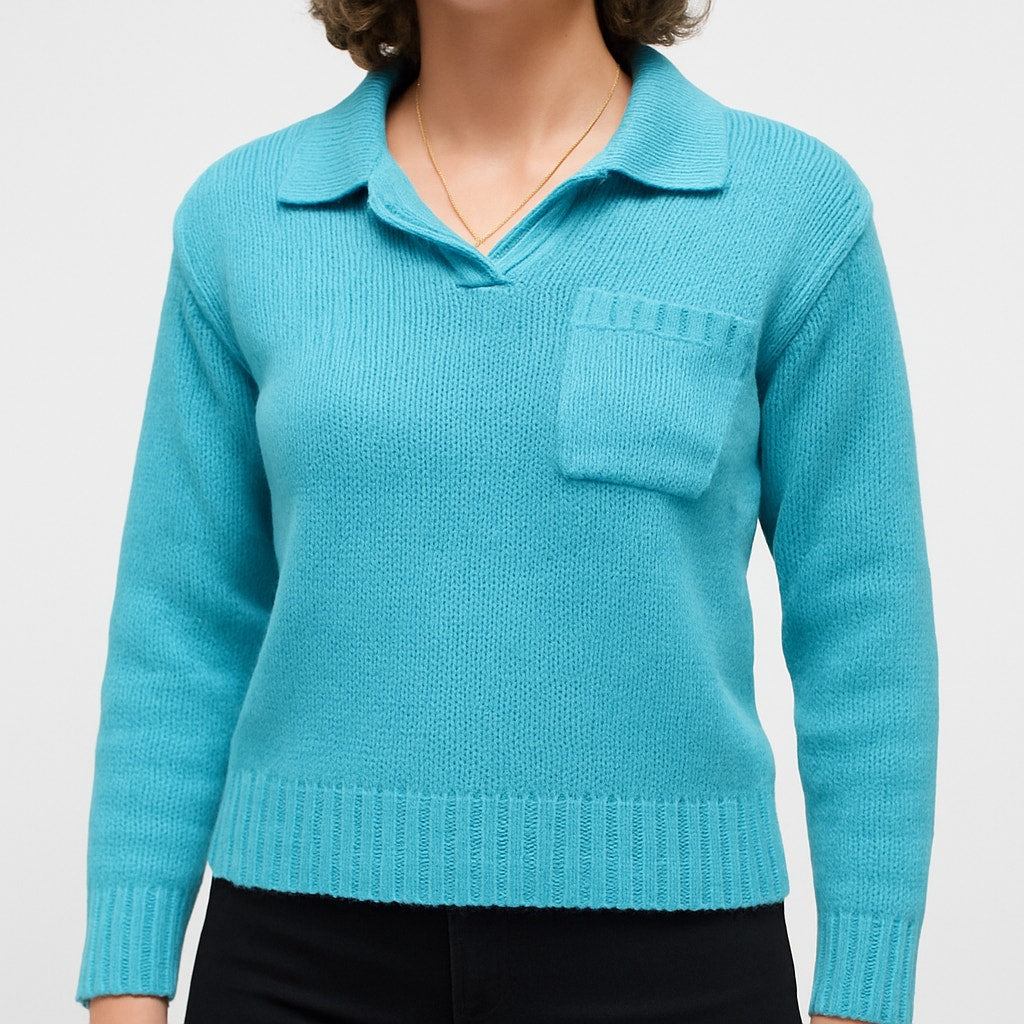 Harbor Lights Vintage Blue Ribbed Ramie Knit Sweater Womens Small