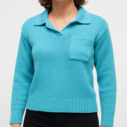 Harbor Lights Vintage Blue Ribbed Ramie Knit Sweater Womens Small