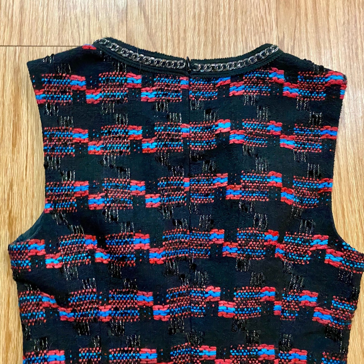 Trina Turk Good Night Tweed Black Scoop Neck Mini Sheath Dress Womens 2