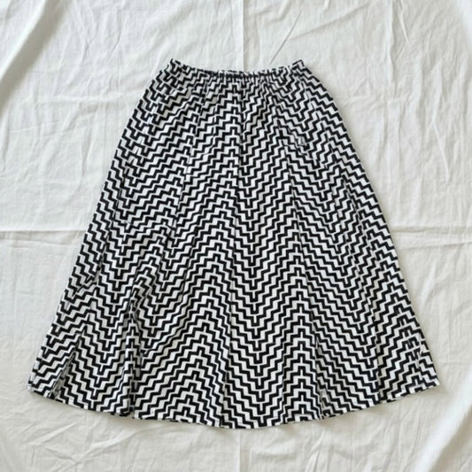 Coco Bianco Black White Chevron Pleated Midi Skirt Womens Small