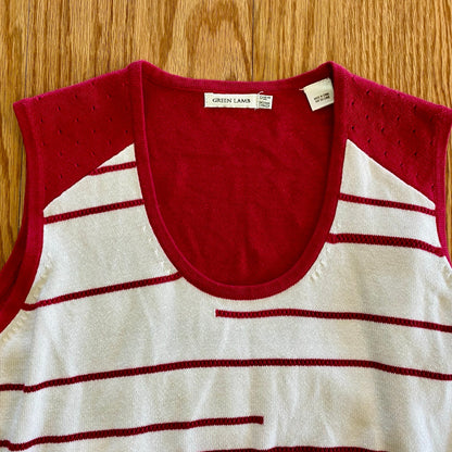 Vintage Green Lamb Y2K Pink & White Sleeveless Tank Top Womens 8 Medium