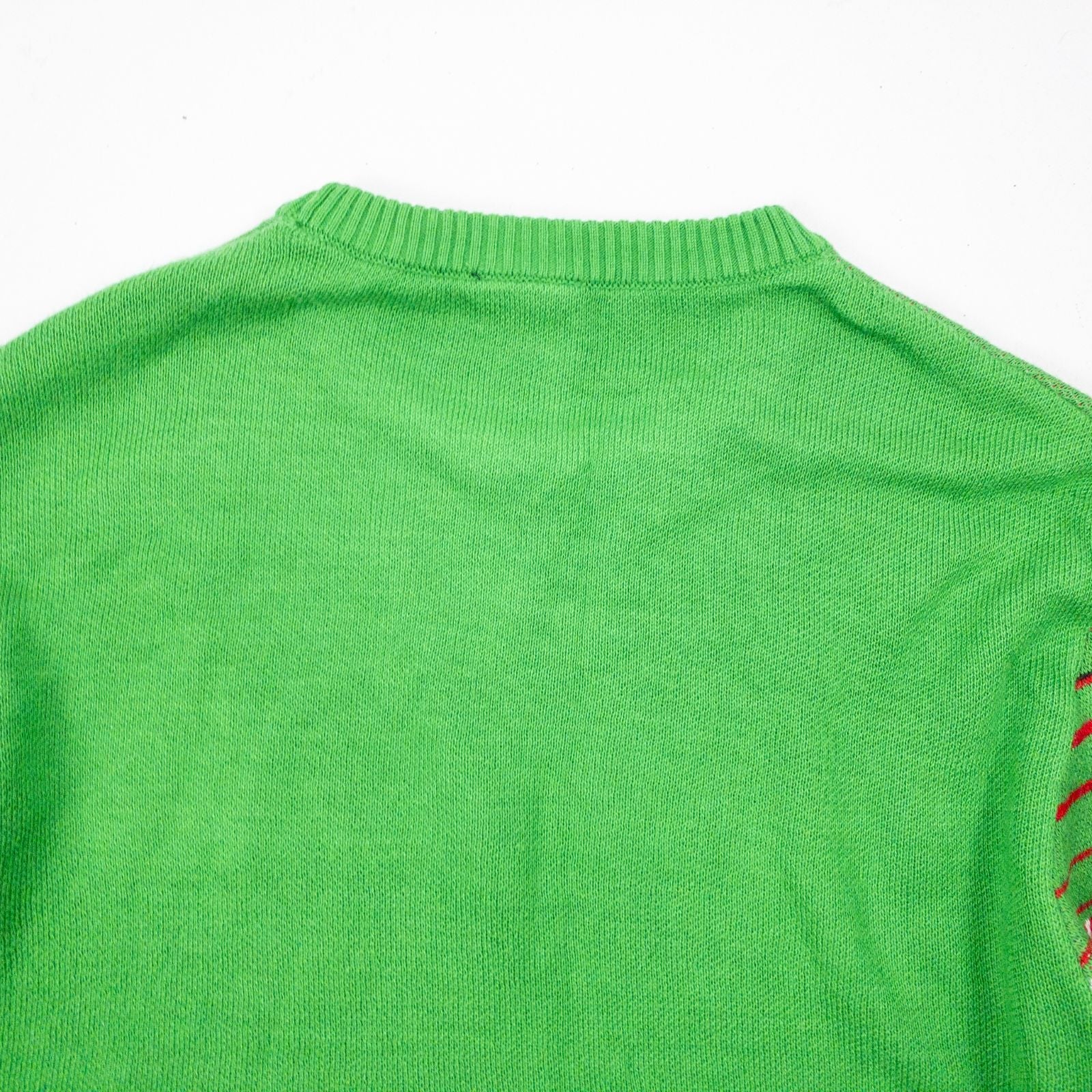 Green Star Wars holiday sweater with X-wing and TIE fighter knit pattern front view and detail shots image 8
