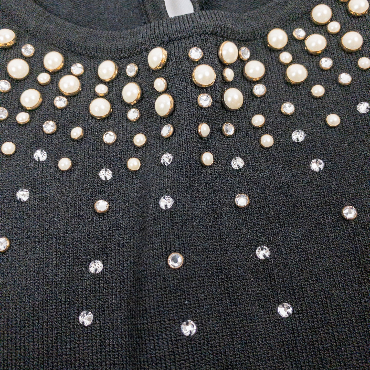 White House Black Market Black Embellished Beaded Sweater Womens Small