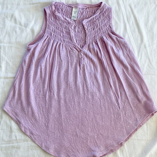 Free People New To Town Smocked Tank Top Blouse Pink Womens Small