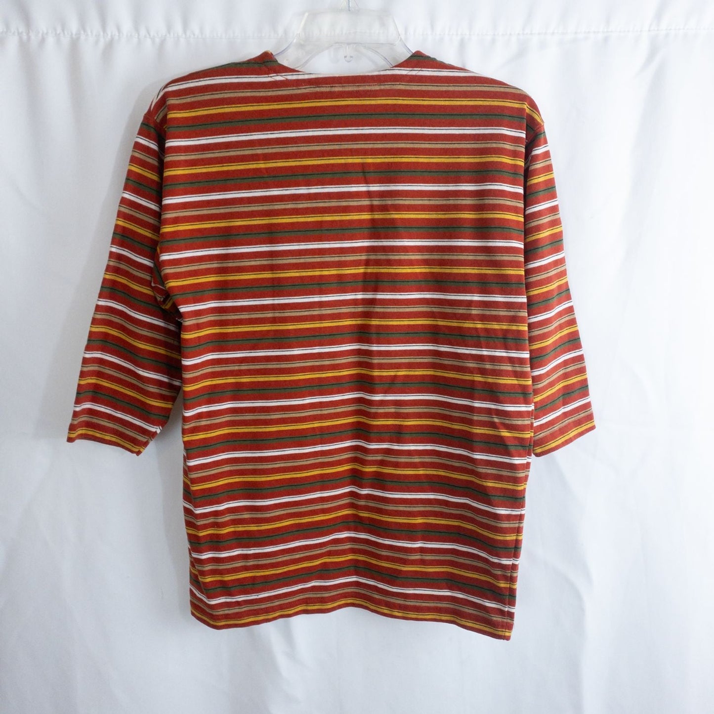 Chaus vintage striped orange and red top with 3/4 length sleeves and button front image 6