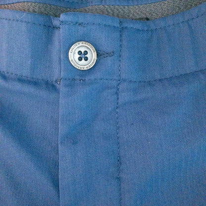 Under Armour navy men's shorts laid flat showing front and back views with button and logo details image 3