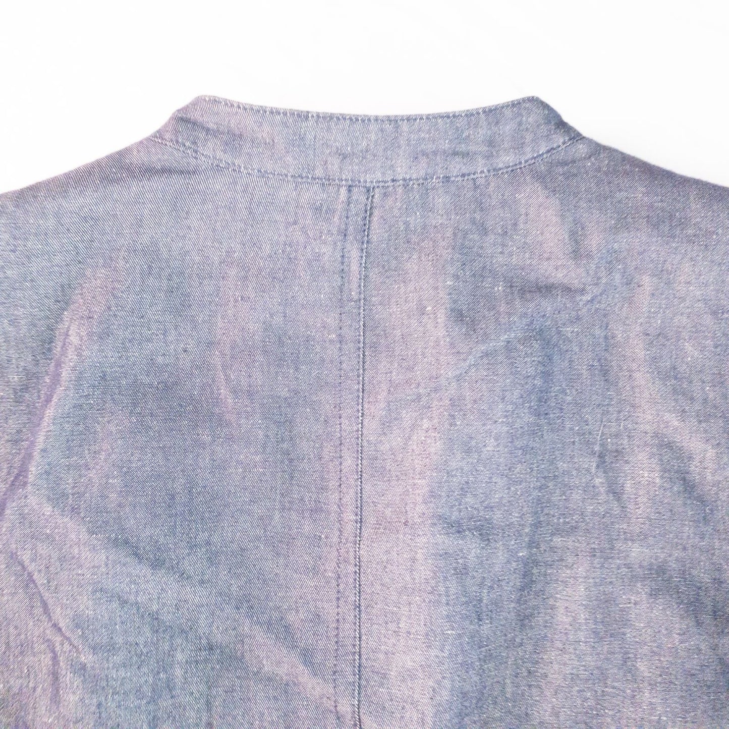 Jones New York vintage blue denim zip jacket women's size 14 with padded shoulders and side pockets image 8