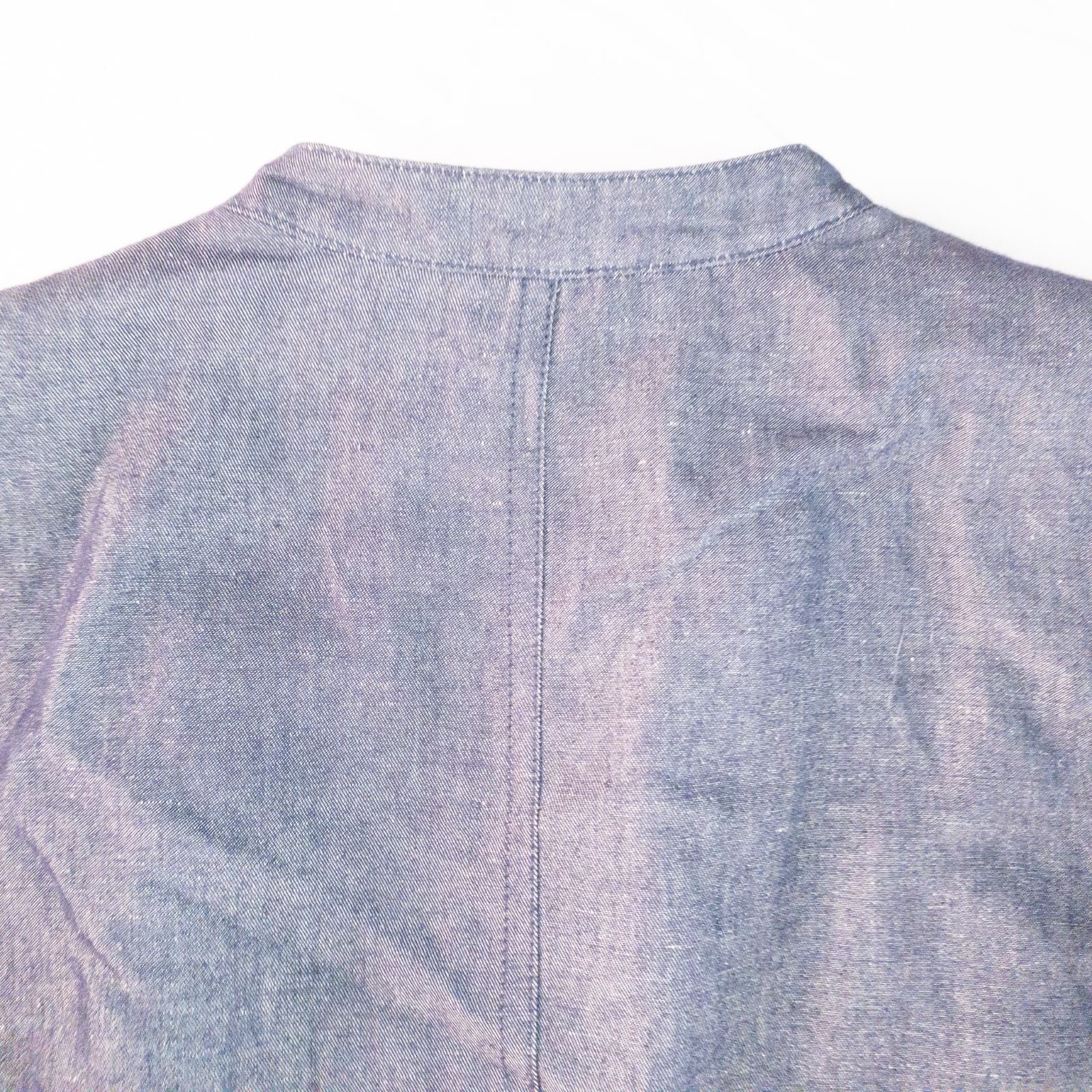 Jones New York vintage blue denim zip jacket women's size 14 with padded shoulders and side pockets image 8