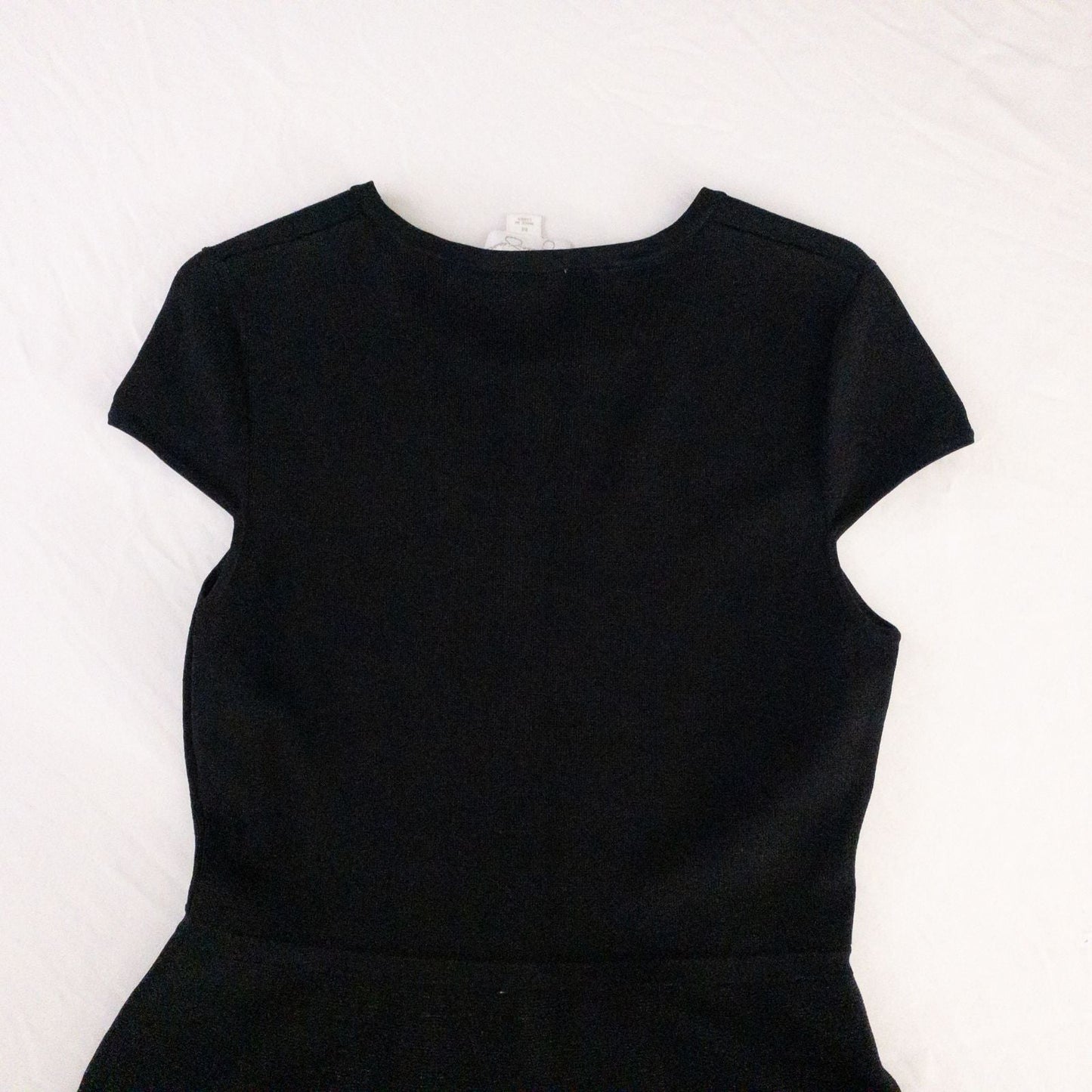 Jessica Simpson black knit fit and flare dress with short sleeves and flared skirt image 9