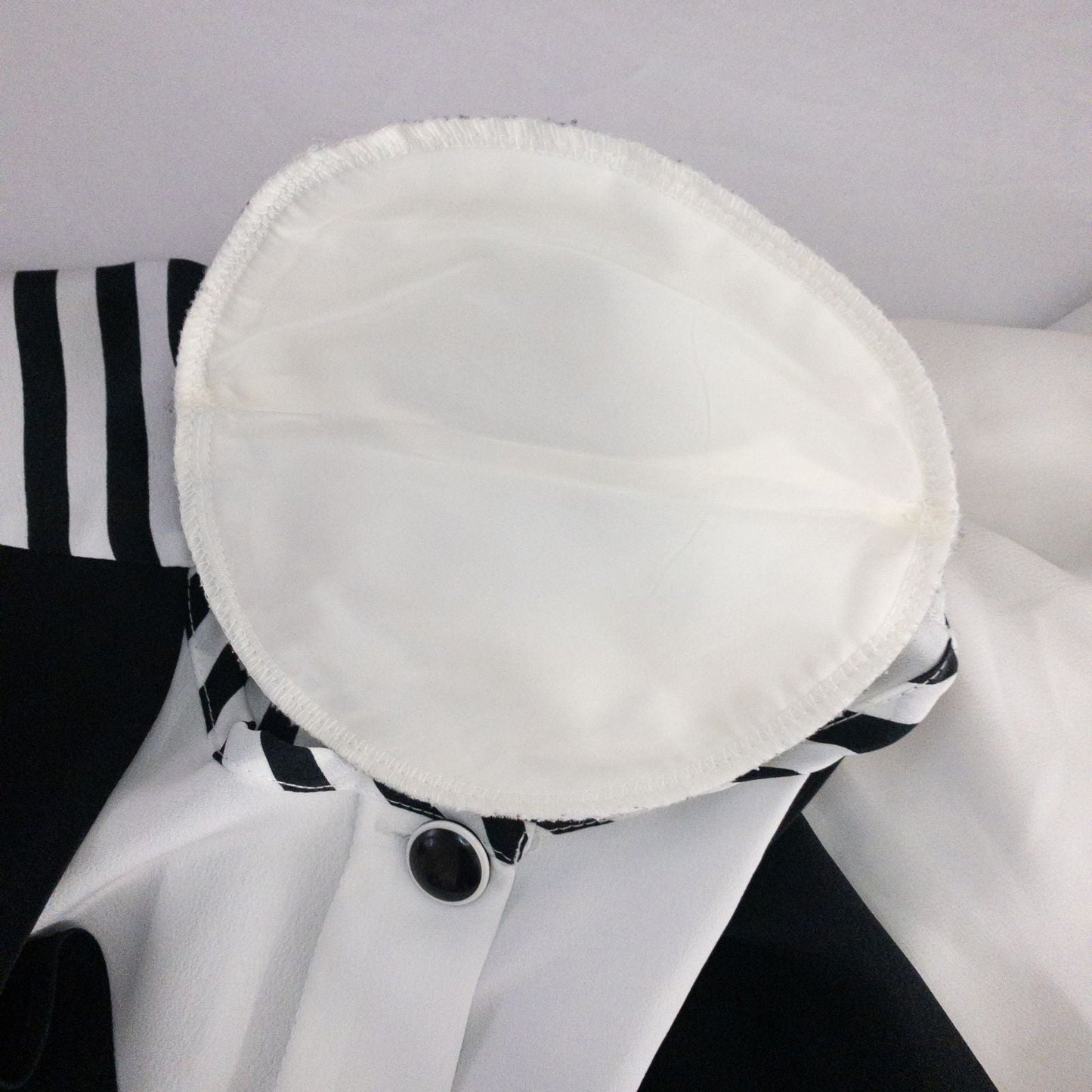 Leslie Fay vintage black and white striped sailor blouse with button front and waist tie image 6