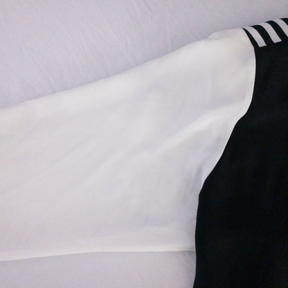 Leslie Fay vintage black and white striped sailor blouse with button front and waist tie image 4