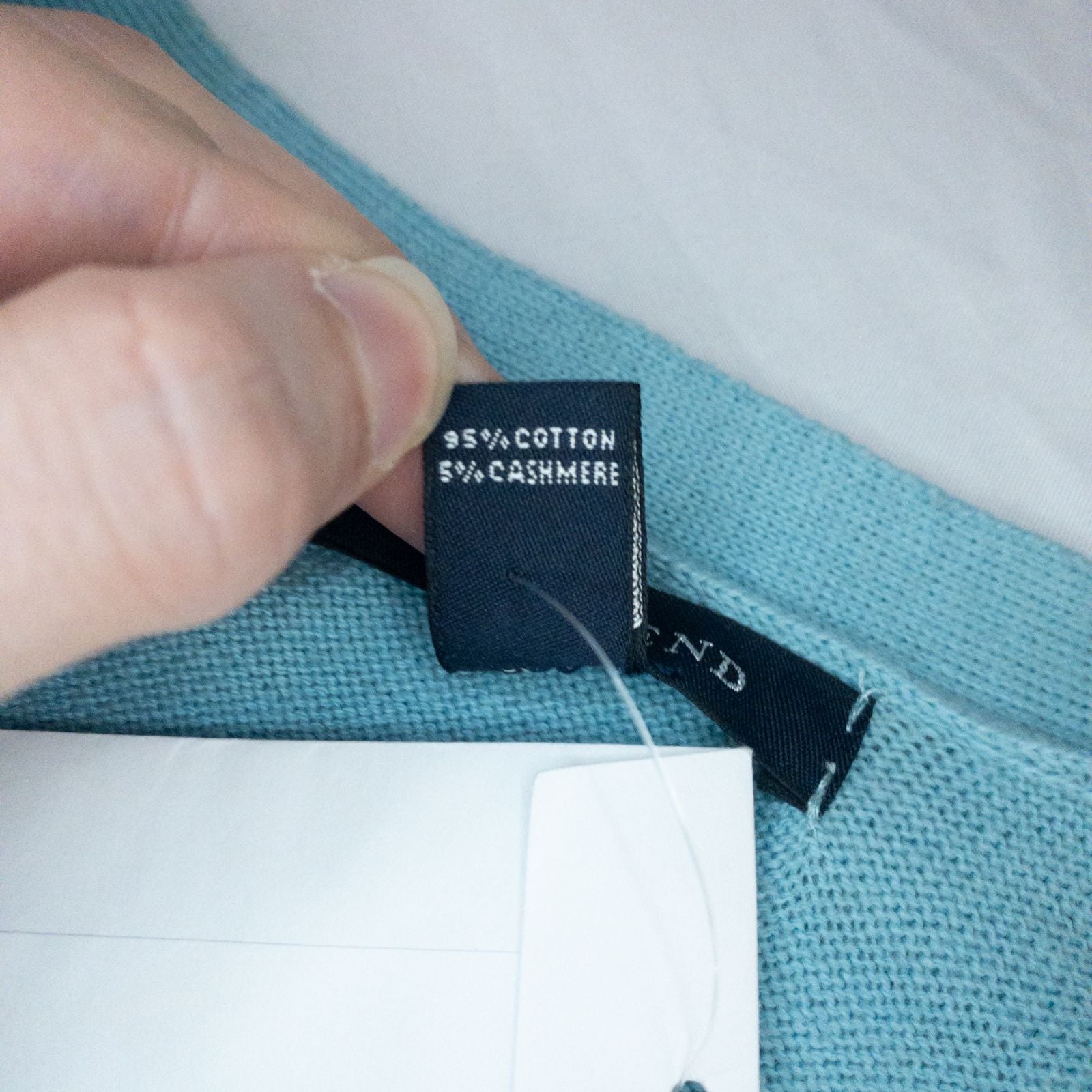 Lands End marine blue cotton cashmere tie cardigan with buttons and bow neck detail for women, size large, new with tags image 14