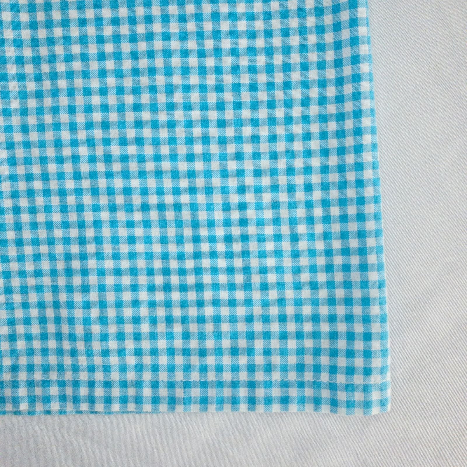 Faded Glory vintage blue and white gingham sleeveless dress with v-neck and back zipper on clear hanger against white background image 4