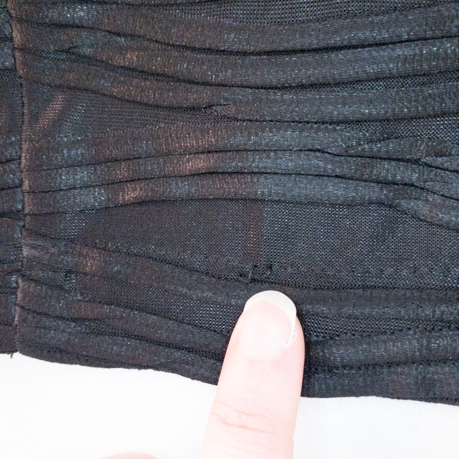 Joseph Ribkoff black pleated sleeveless minidress hanging on hanger with textured fabric image 11