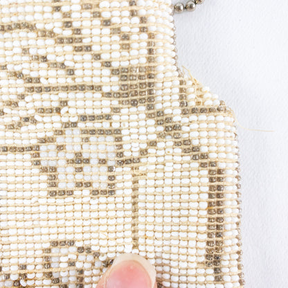 Vintage Handmade White Czechoslovakian Art Deco Beaded Clutch Women One Size