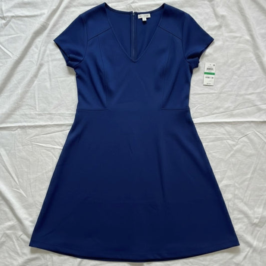Maison Jules Blu Notte Fit & Flare Blue Pleated Mini Dress Womens Large