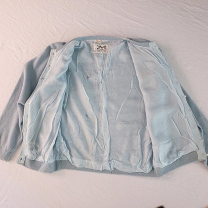 Stewart’s Vintage Pastel Blue Embroidered Rabbit Hair Cardigan Sweater Womens Small