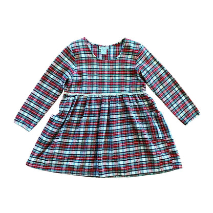 Bonnie Evans Vintage Plaid Tartan Flair Red Holiday Dress Girls Large