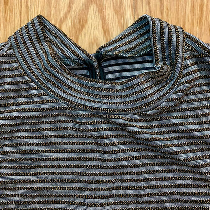 Everly Gold Metallic Stripe Mini Shift Dress Womens Small