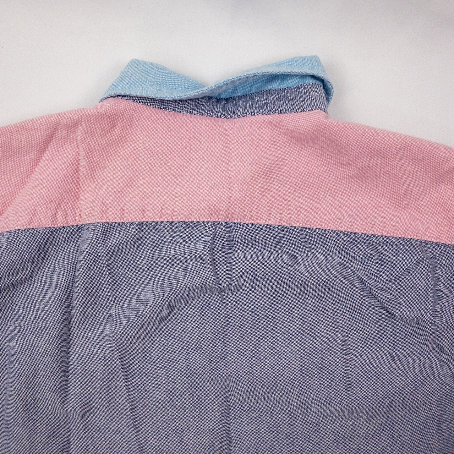American Eagle Slim Fit Colorblock Pink Blue Button Shirt Mens Medium