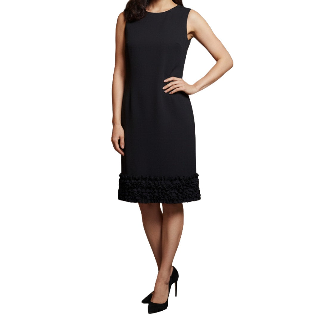 Taylor Black Ruffle A-Line Midi Dress Womens 12
