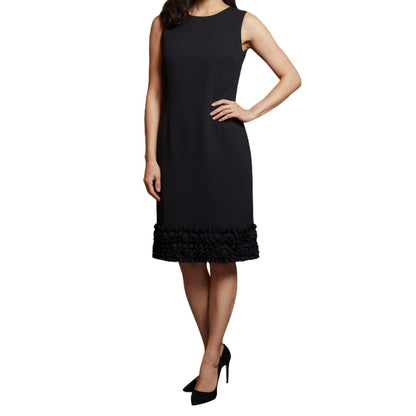 Taylor Black Ruffle A-Line Midi Dress Womens 12