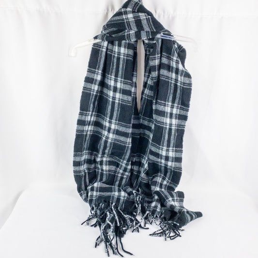Apexx Black & Gray Plaid Blanket Scarf Unisex Mens Womens One Size