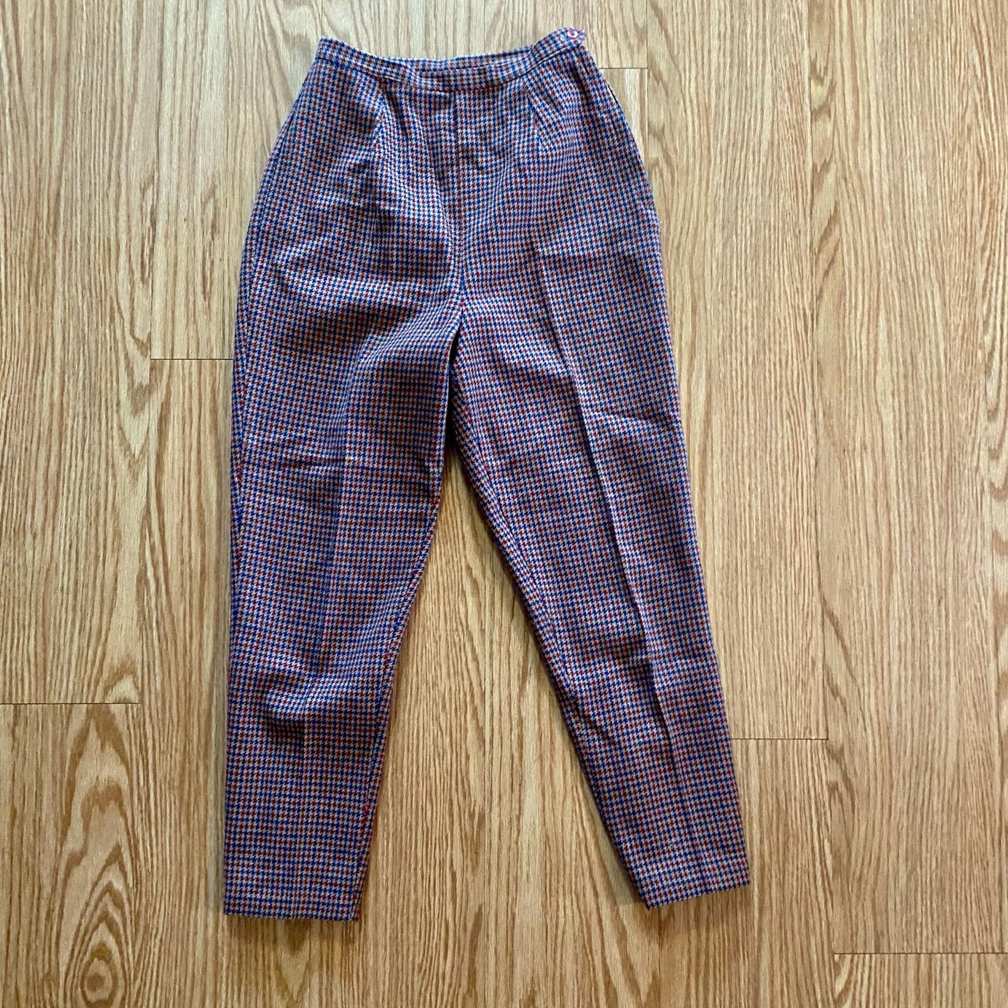 Vintage American Union Red Checked Slim Wool Pants Womens 2