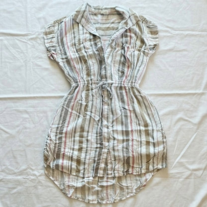 Japana Striped White Button-up Shirt Dress Womens Small