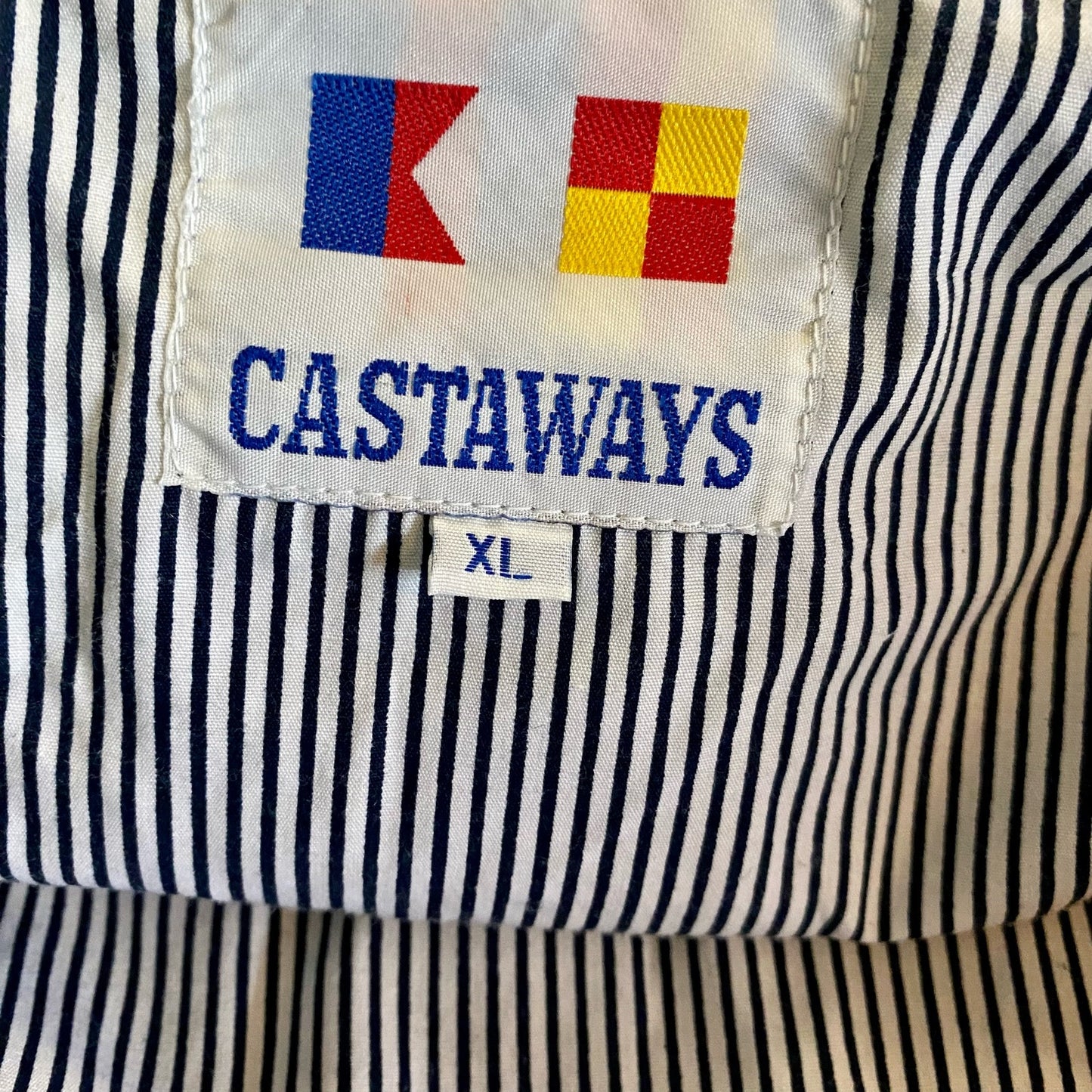 Castaways Vintage Blue Nautical Stripe Windbreaker Jacket Unisex Mens XLarge