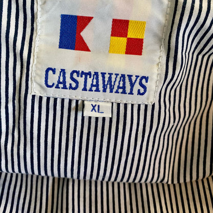Castaways Vintage Blue Nautical Stripe Windbreaker Jacket Unisex Mens XLarge