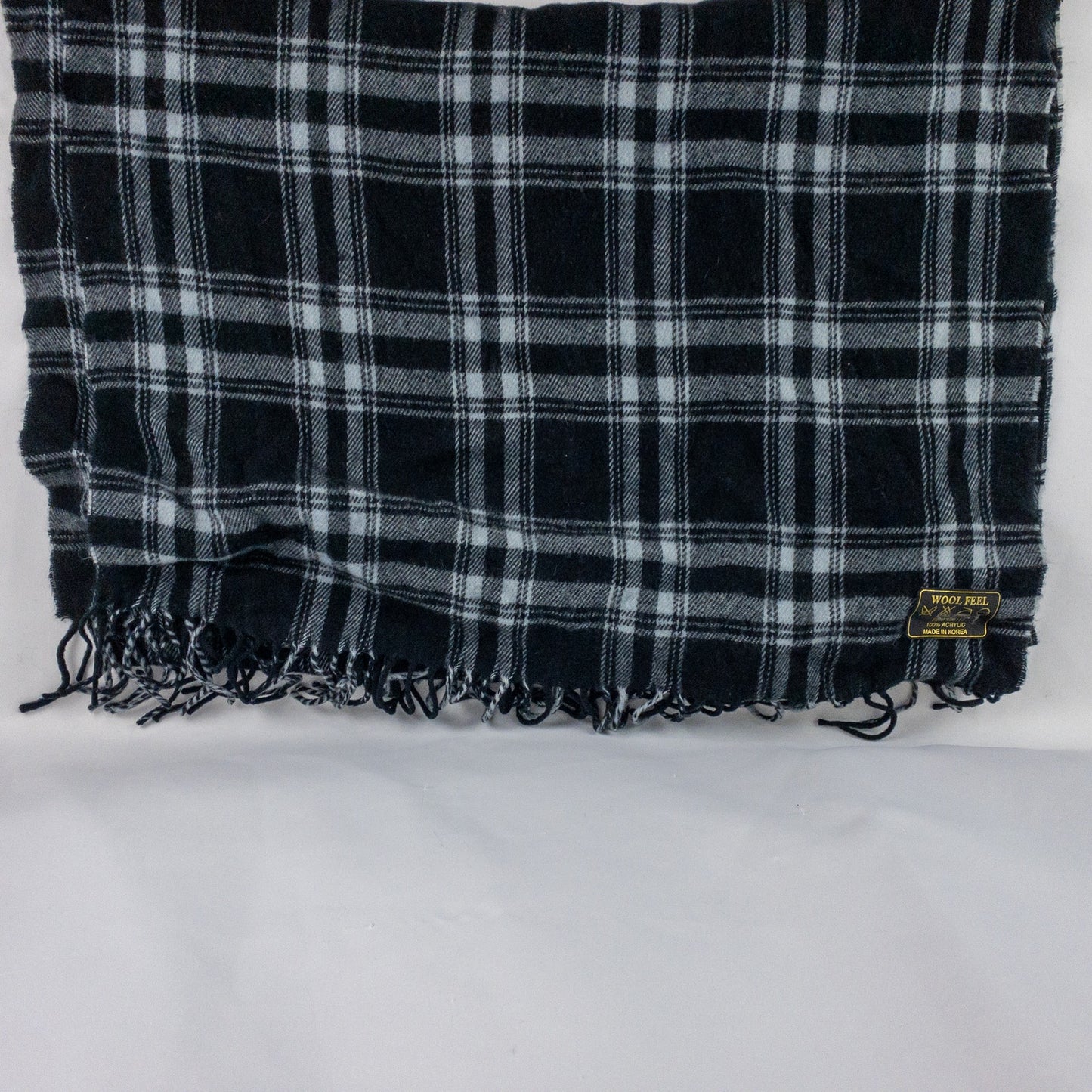 Apexx Black & Gray Plaid Blanket Scarf Unisex Mens Womens One Size