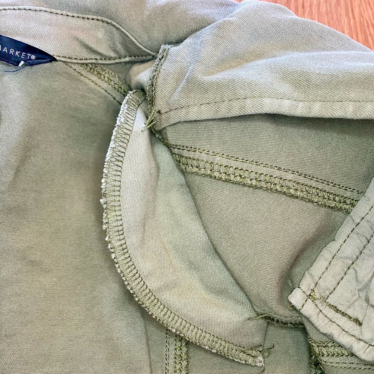 White House Black Market Olive Green Cotton Moto Jacket Womens 0