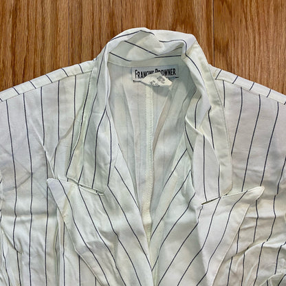 Francine Browner Vintage White Stripe Long Oversized Blazer Womens 6