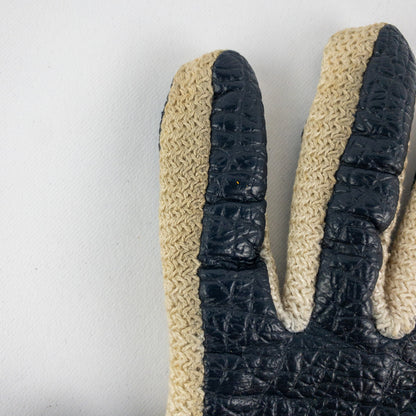 Aris Snuggler Vintage Blue Beige Vinyl Knit Gloves Womens One Size