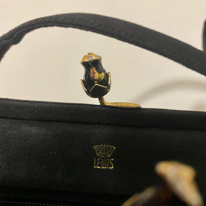 Crown Lewis Vintage Black Pleated Purse Evening Bag