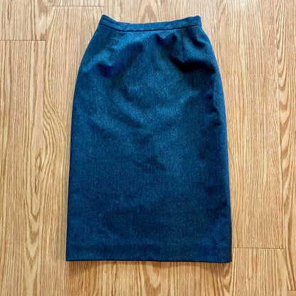 Ralph Lauren Vintage Gray Wool Midi Pencil Skirt Womens 8