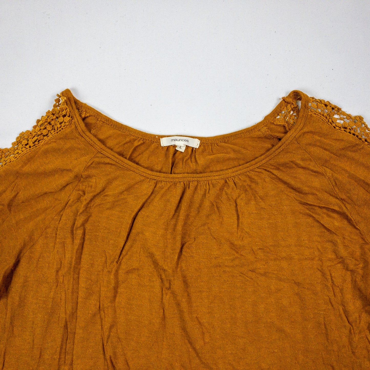 Maurices Brown Open Sleeve Lace Blouse Womens Large