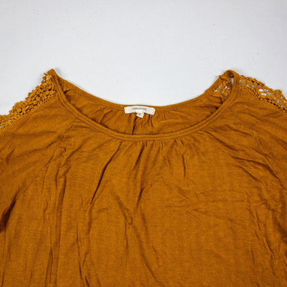 Maurices Brown Open Sleeve Lace Blouse Womens Large