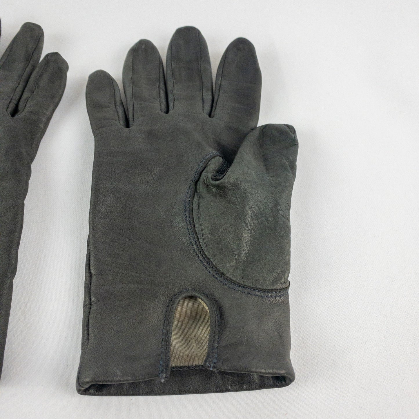 Fownes Vintage Dark Gray Leather Gloves Womens Medium 7