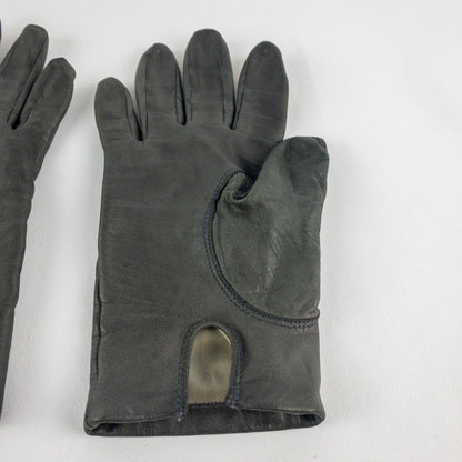 Fownes Vintage Dark Gray Leather Gloves Womens Medium 7