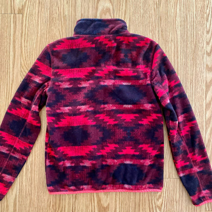 Aeropostale Pink Tribal Fleece Quarter Zip Sweater Top Womens Medium
