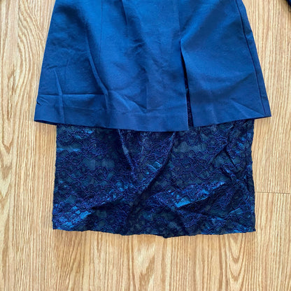 Talbots Sara Campbell Vintage Blue Lace Formal Evening Sheath Dress Womens 10