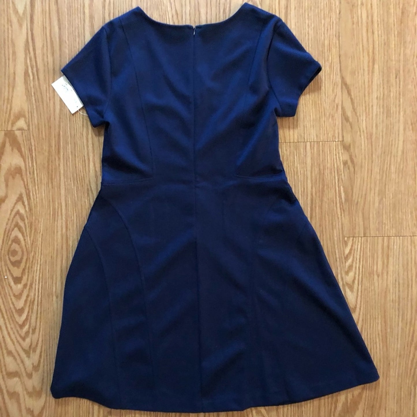 Maison Jules Blu Notte Fit & Flare Blue Pleated Mini Dress Womens Large