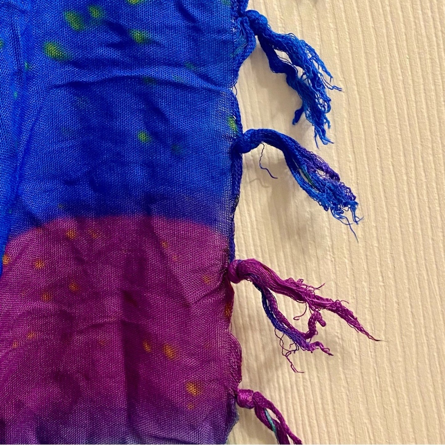 Multicolor Handmade Green & Purple Stripe Tassel Scarf Womens One Size